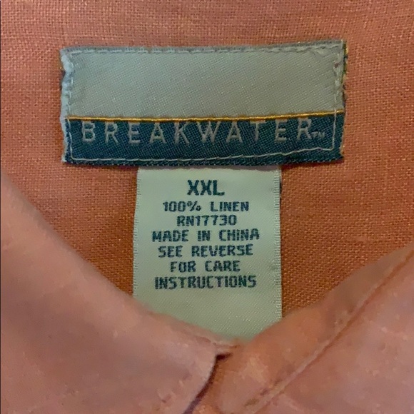 Linen Shirt Mens Size XXL Long Sleeves Breakwater - Picture 2 of 5